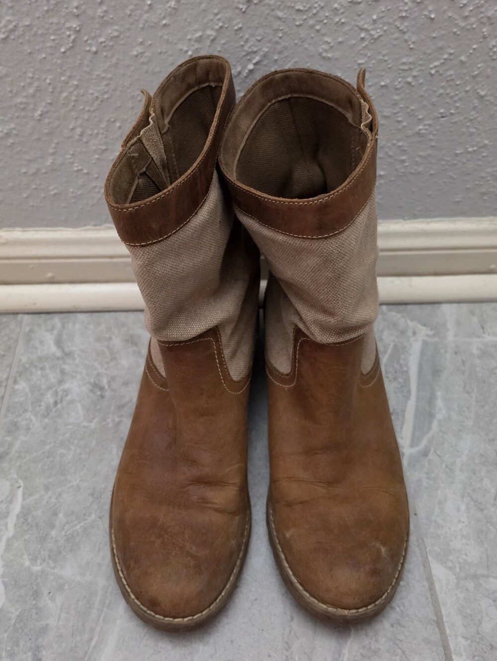 Timberland wenham Canvas Womens size 9.5 shoes brown leather heel boots
